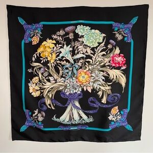 Vintage 1972 Hermes Paris Regina Bouquet Silk Scarf Leila Menchari